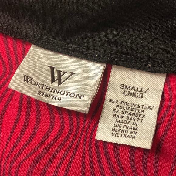 Worthington Black and Pink Abstract Print Keyhole Blouse Size Small - Picture 10 of 11